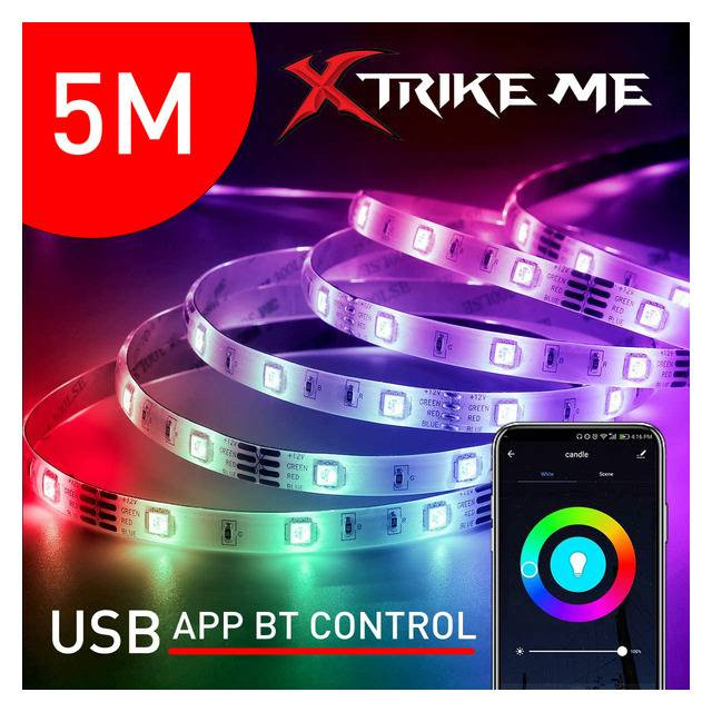 شريط إضاءة led ذكي 5 متر بتحكم عبر البلوتوث والتطبيق – xtrike me xtrike me 5m rgb led strip (ht 5050 b5) usb bt app control شريط إضاءة led ذكي 5 متر بتحكم عبر البلوتوث والتطبيق – xtrike me xtrike me 5m rgb led strip (ht 5050 b5) usb bt app control