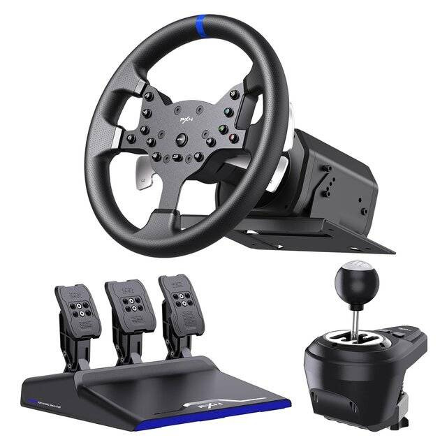 عجلة قيادة ألعاب pxn v99 مع دواسات وناقل حركة pxn v99 steering wheel