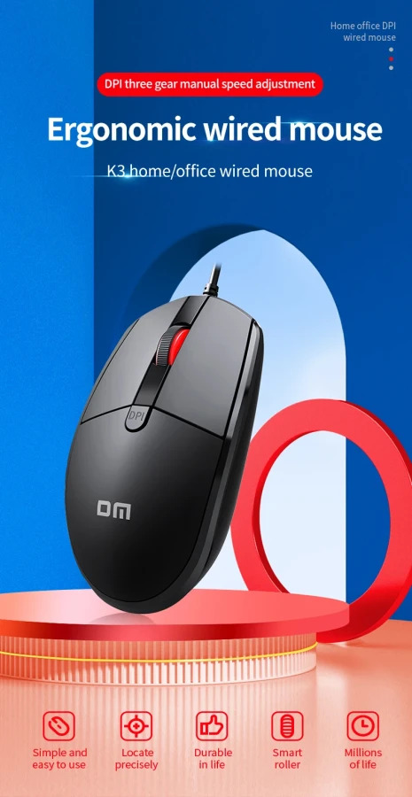 ماوس سلكية dm k3 احترافية للألعاب والعمل المكتبي ergonomic wired mouse ماوس سلكية dm k3 احترافية للألعاب والعمل المكتبي ergonomic wired mouse