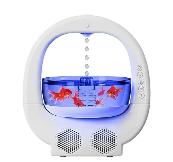 مرطب هواء ومكبر صوت بلوتوث مع حوض أسماك وإضاءة ملونة humidifier speaker مرطب هواء ومكبر صوت بلوتوث مع حوض أسماك وإضاءة ملونة humidifier speaker
