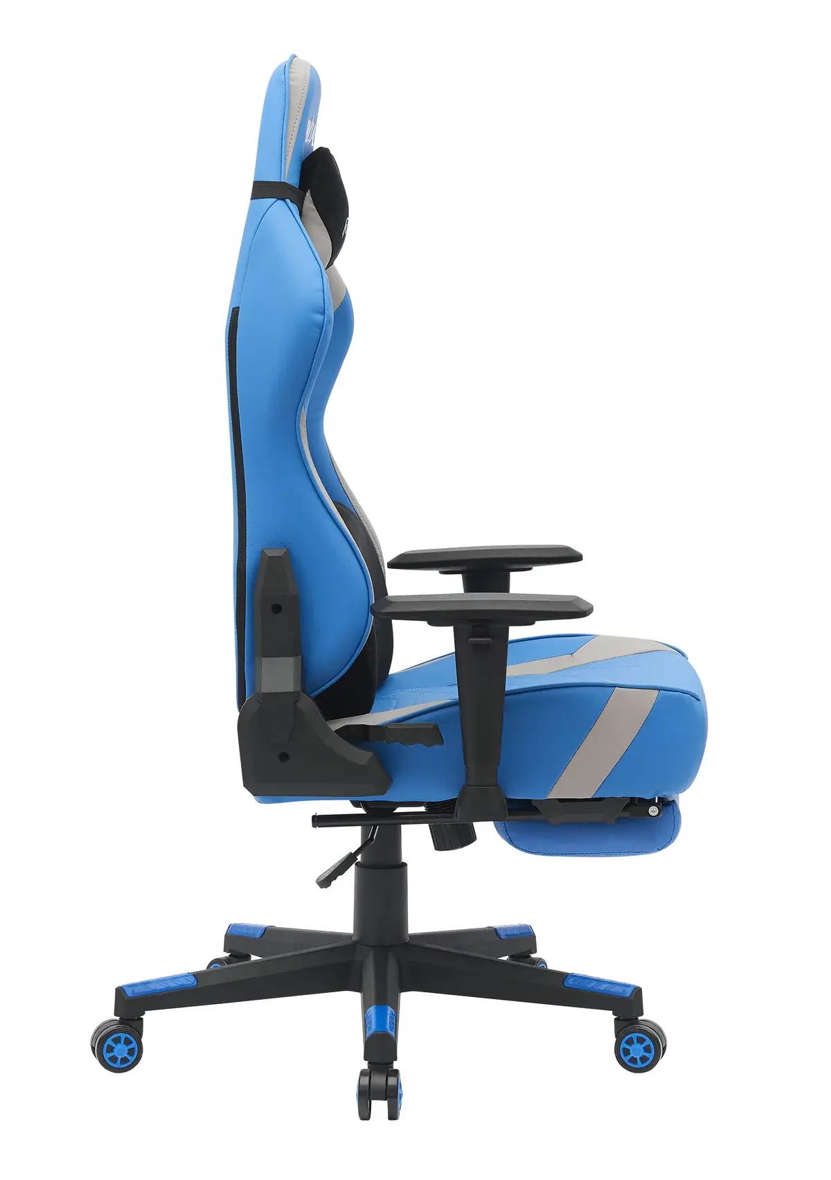 كرسي runda gaming chair rd 1009 footrest blue+grey كرسي runda gaming chair rd 1009 footrest blue+grey
