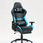 كرسي beta racing gaming chair blue black with footrest