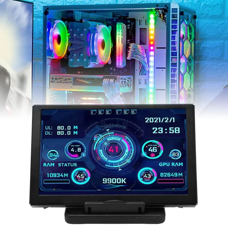 شاشة مراقبة 5" ips lcd عرض حرارة المعالج، type c، تعتمد على السوفتوير شاشة مراقبة 5" ips lcd عرض حرارة المعالج، type c، تعتمد على السوفتوير