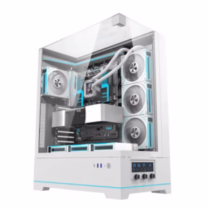 darkflash dy450l pro atx tempered glass gaming case – white