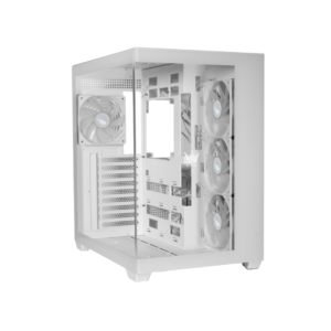 galax hall of fame hof allsynq mid tower atx gaming case – 4 argb fans – white